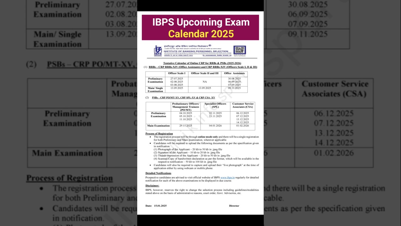 IBPS Upcoming Exam Calendar 2025 | IBPS New Update 2025 | IBPS Update Today | #IBPS