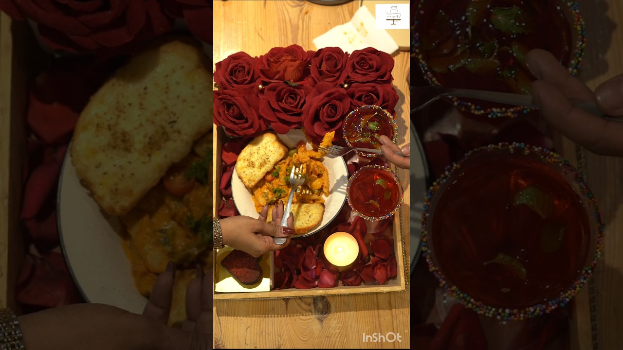 Candlelight, pasta, drinks & a heart-shaped dessert — the perfect Valentine platter at CocoPots 💕✨