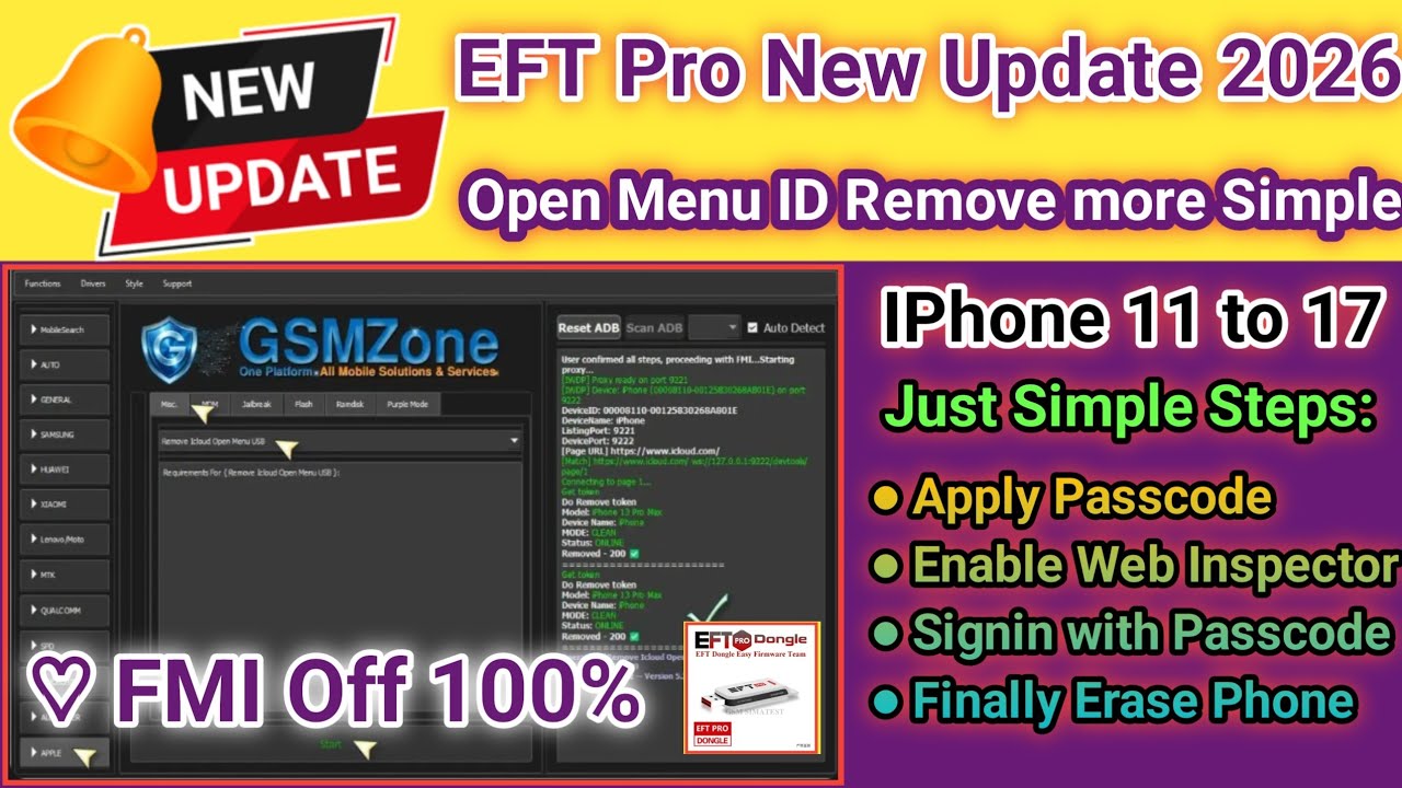 iCloud Remove Open Menu USB By EFT PRO New Update 2026