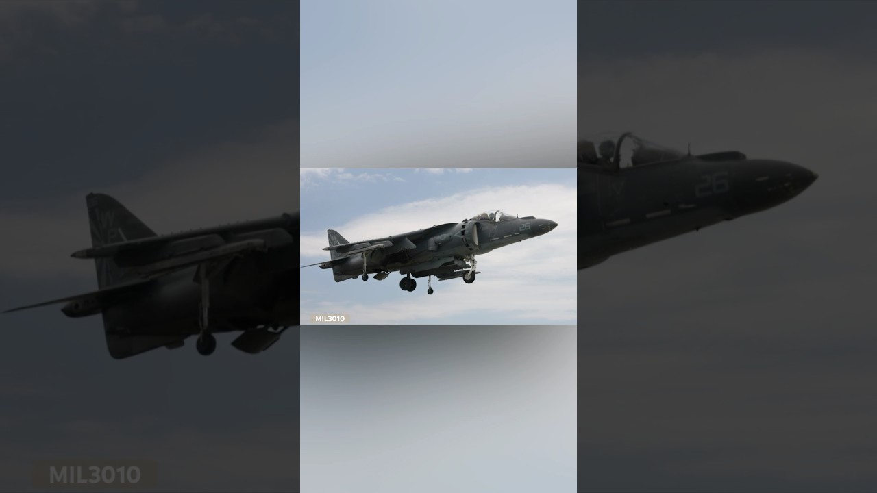 US Marine Corps AV-8B Harrier II attack aircraft during training flights in California.