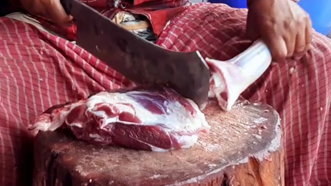 Amazing Goat Cutting in BD Meat Market | Best Mutton Cutting Processing By Skilled Goat Butcher.