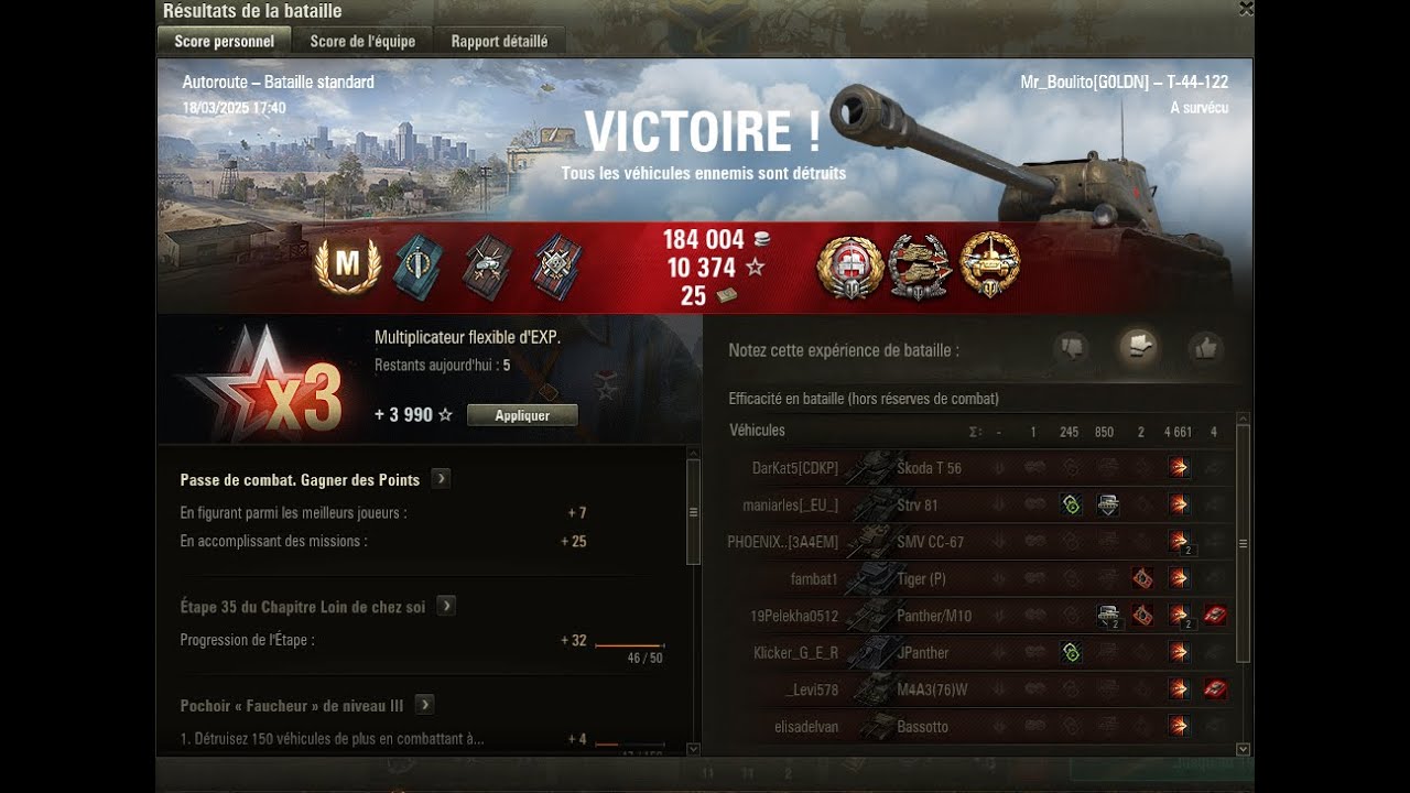 T44 122, the king of tier 7, 4.6k damages and 4 kill , win and master