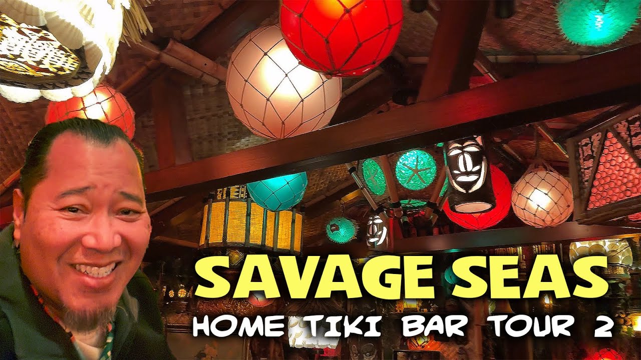 Savage Seas HOME TIKI BAR TOUR! Part 2 - The Tiki Mugs and Lamps