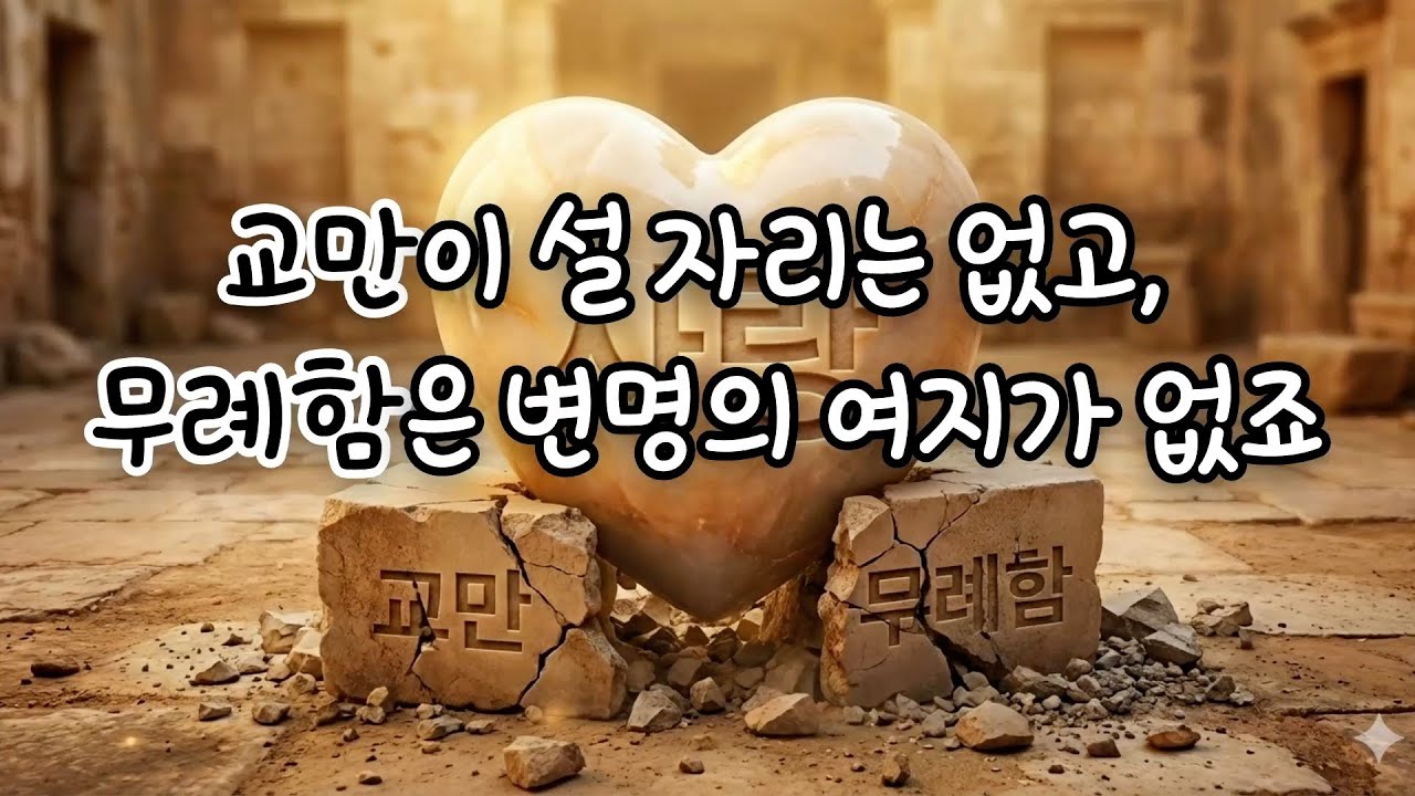교만이 설 자리는 없고, 무례함은 변명의 여지가 없죠