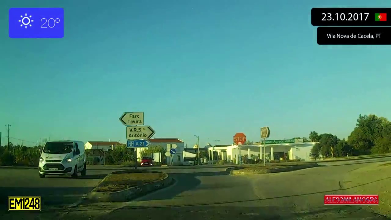 Driving through Algarve (Portugal) from Vila Nova de Cacela to Castro Marim 23.10.2017 Timelapse x4
