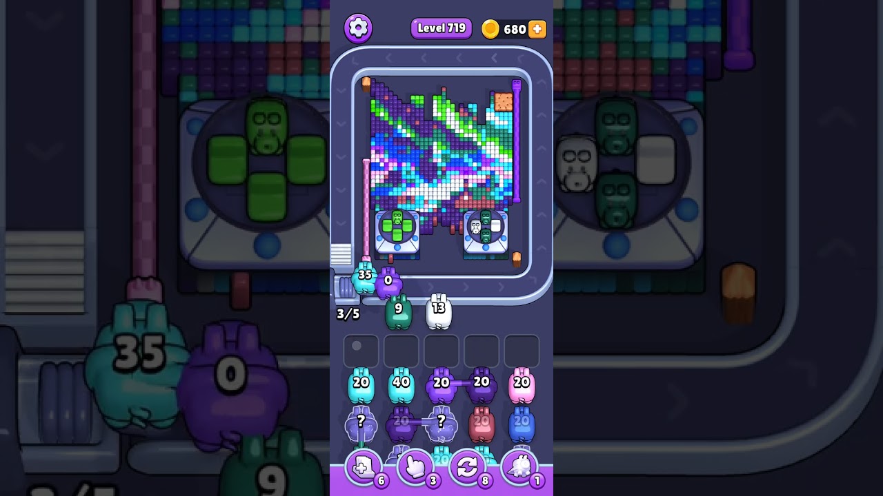 Pixel flow - Level 719 (hard) - walkthrough without power ups