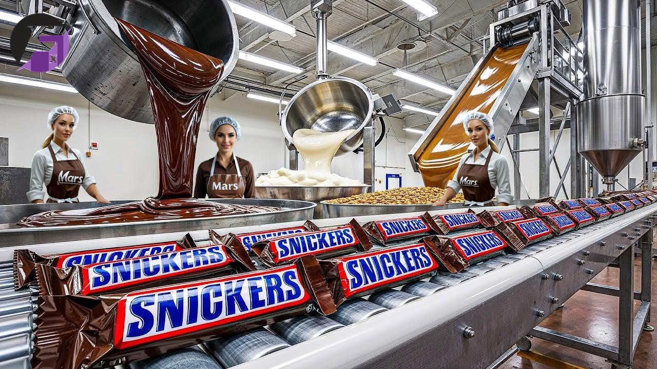 How MILLIONS of Snickers are made in a Factory!