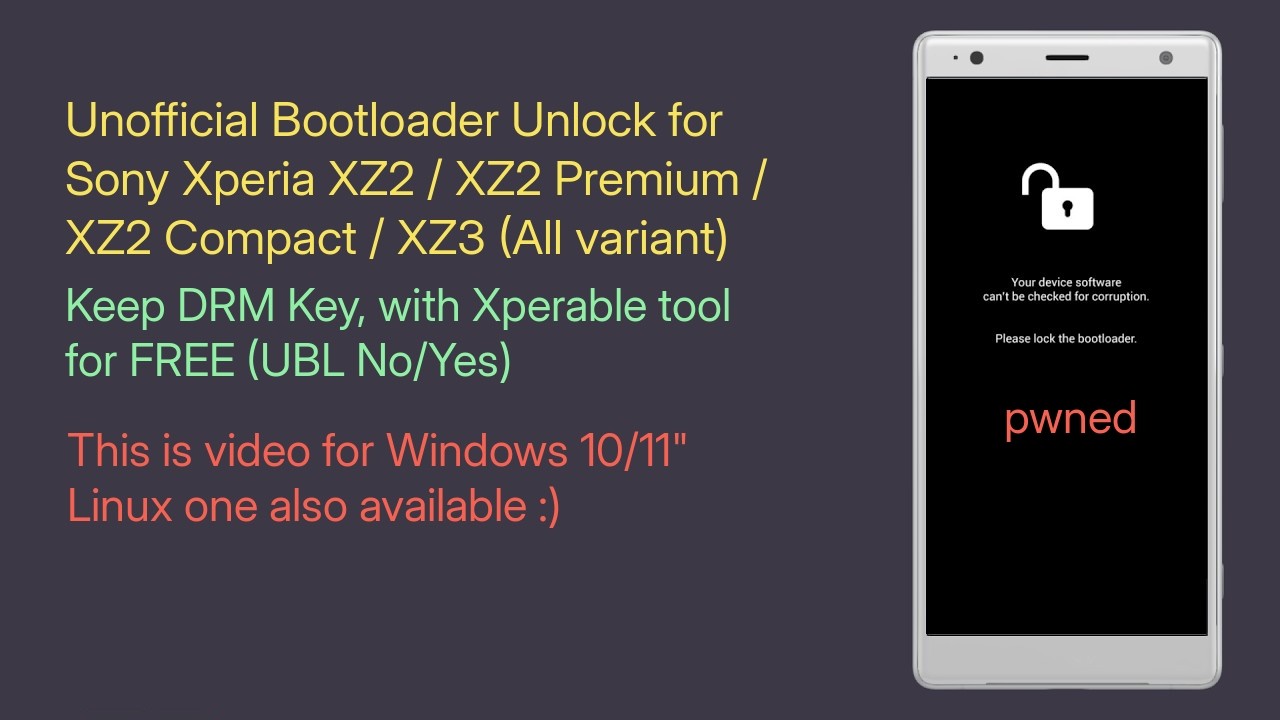 [Windows] Unofficial bootloader unlock for Sony Xperia XZ2/XZ2C/XZ2P/XZ3 via xperable exploit
