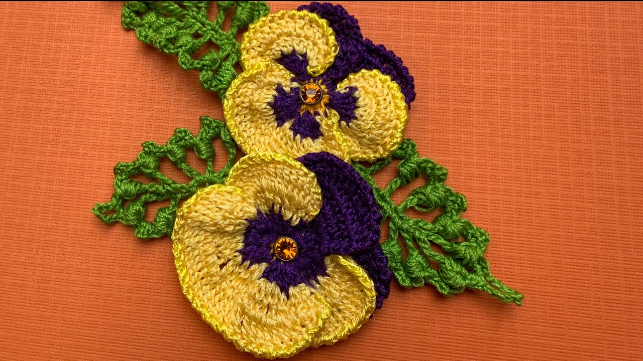 Pensamiento, flor en Crochet. Collar. Parte 1 /Crochet Pansy Necklace. Flower. Part 1