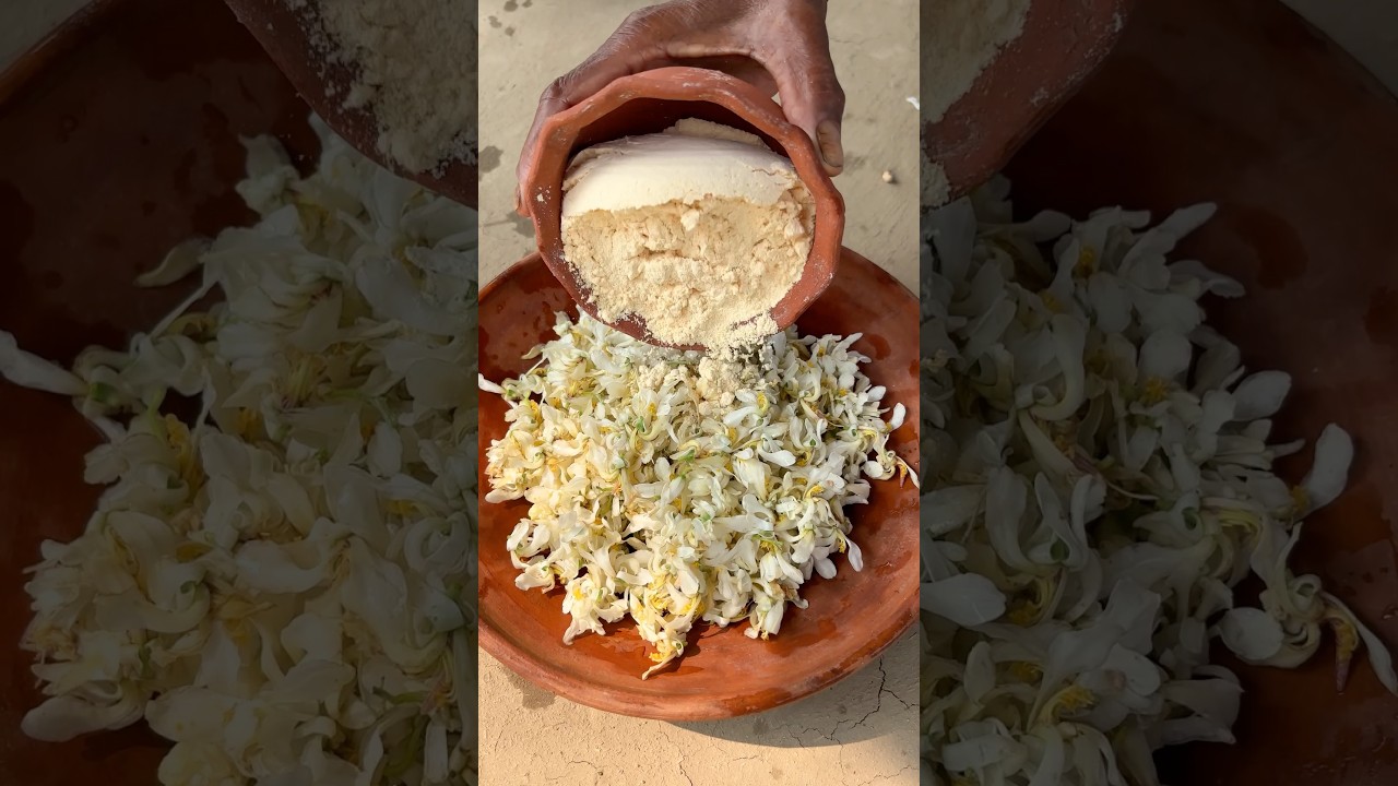 Crispy Drumstick Flower Fritters | Traditional Village Recipe 🌼 #shorts #recipe #oldcooking