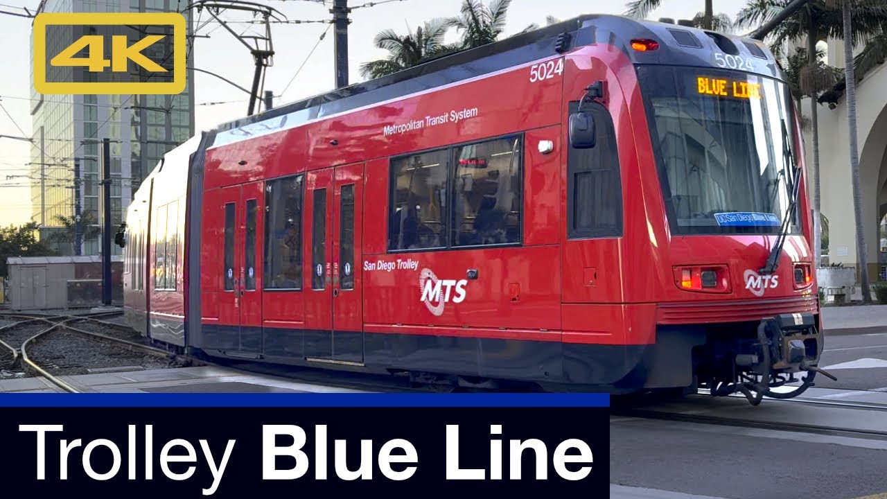 San Diego Trolley Blue Line, Santa Fe Depot to E Street Station, Siemens S700, 4K Train Ride