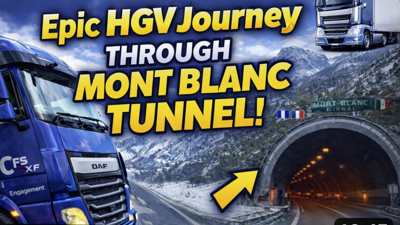 HGV Driving Through Snow in the Alps: Mont Blanc Tunnel Trucker Adventure”