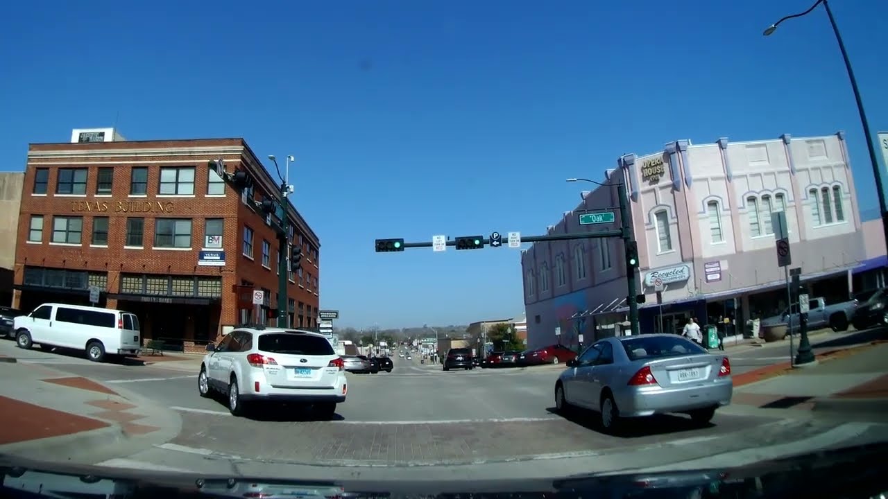 Driving Downtown Denton, TX (Dash Cam)