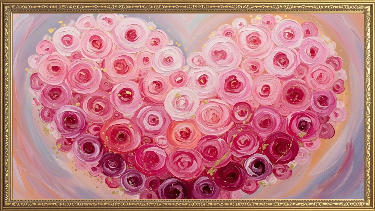 Romantic Valentine Vintage Blossom Hearts – Watercolor TV Background