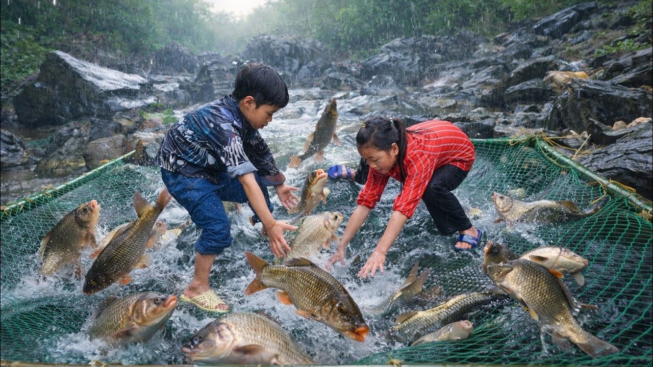 The lives of two orphaned brothers: fishing in the stream and their luck.