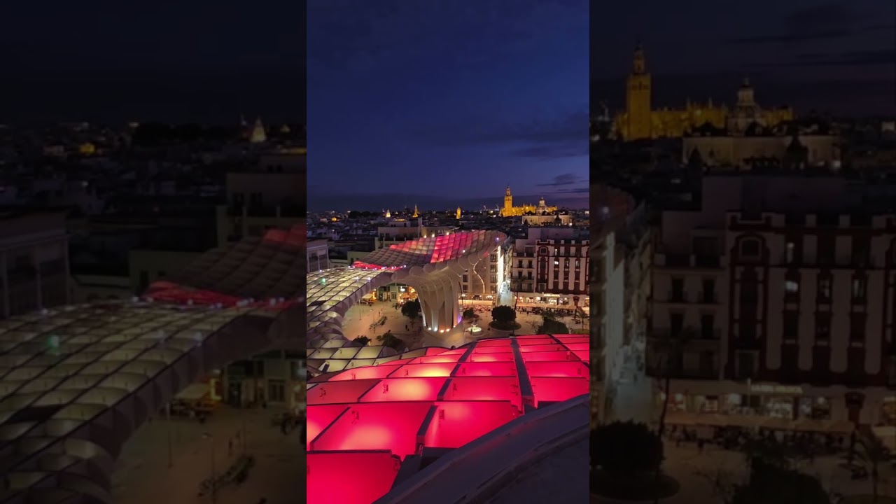 Setas de Sevilla at night 