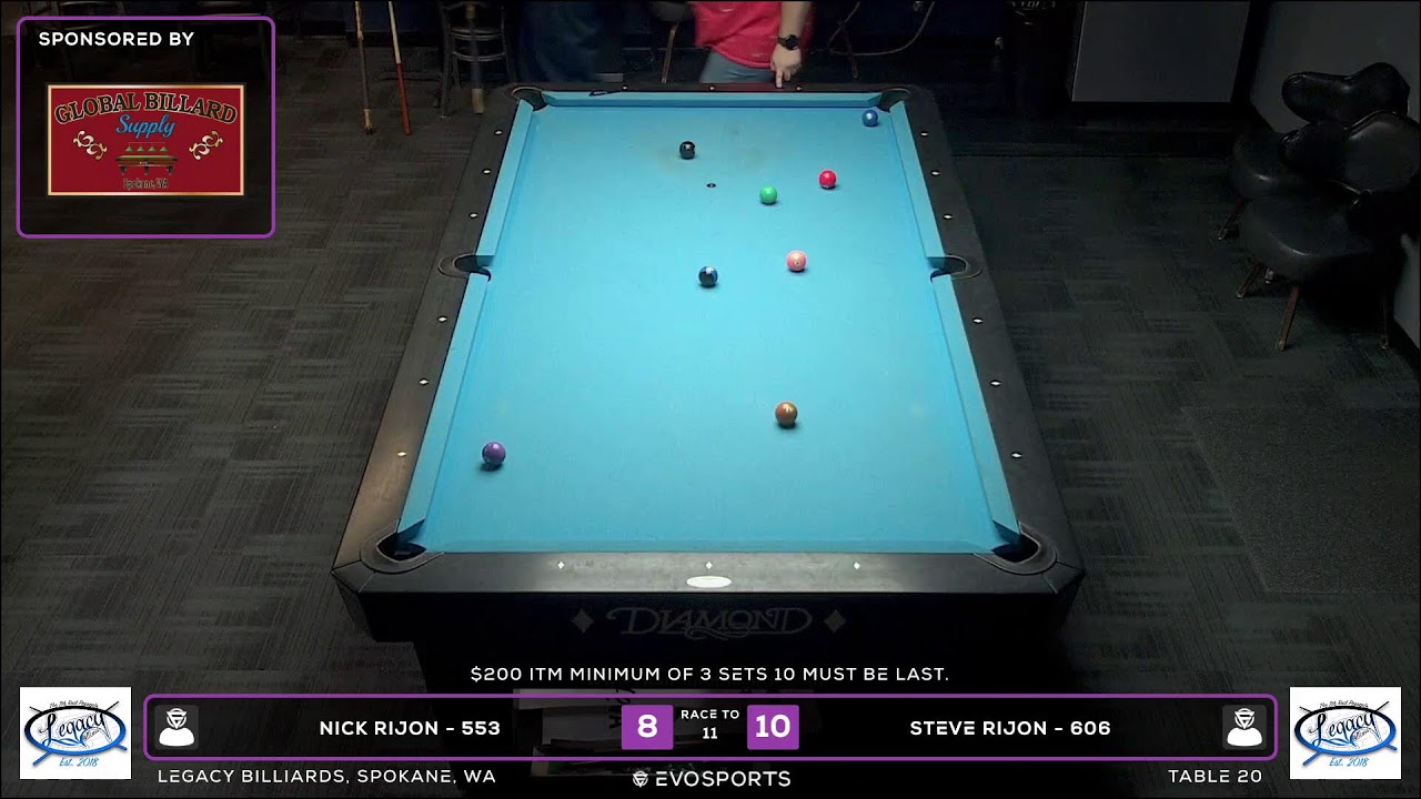 NICK RIJON - 553 vs STEVE RIJON - 606 - LEGACY BILLIARDS - TABLE 20 | EvoSports