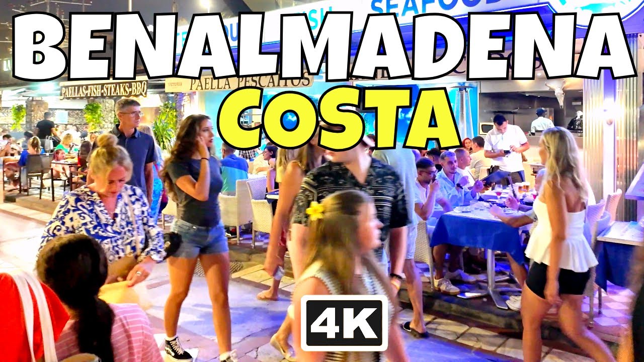 🌙 Summer Night Walk in Benalmadena Costa [4K 60FPS] Nightlife Vibes by the Mediterranean Sea