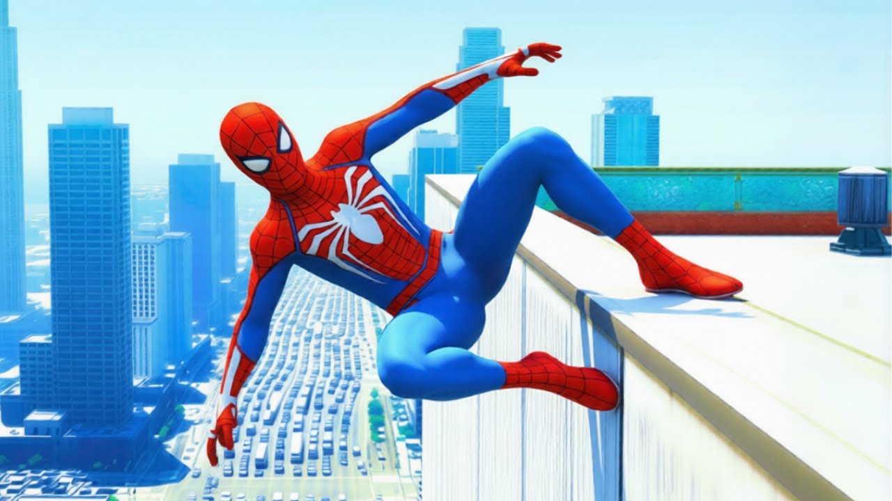 SPIDER-MAN CRAZY JUMPS/FALLS #74 (GTA 5 Spiderman Fails)