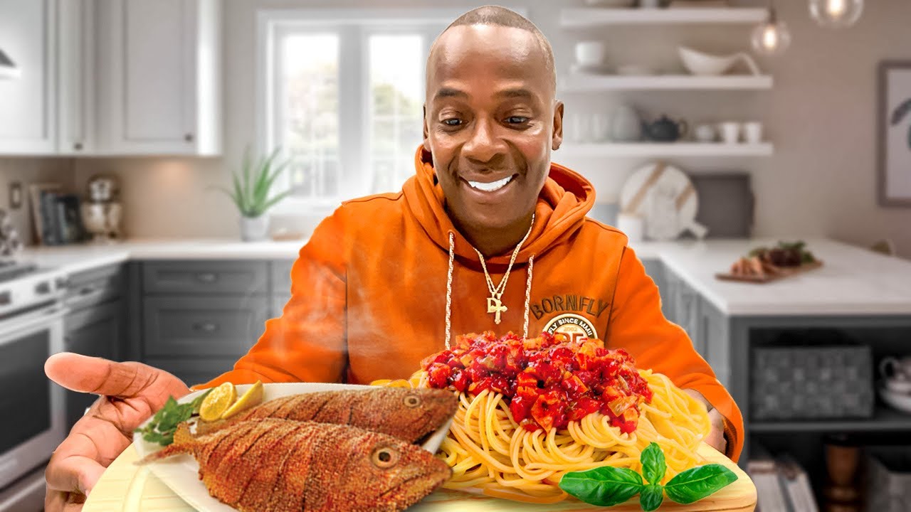 FISH & SAUSAGE SPAGHETTI MUKBANG WITH THE CRYER FAMILY...