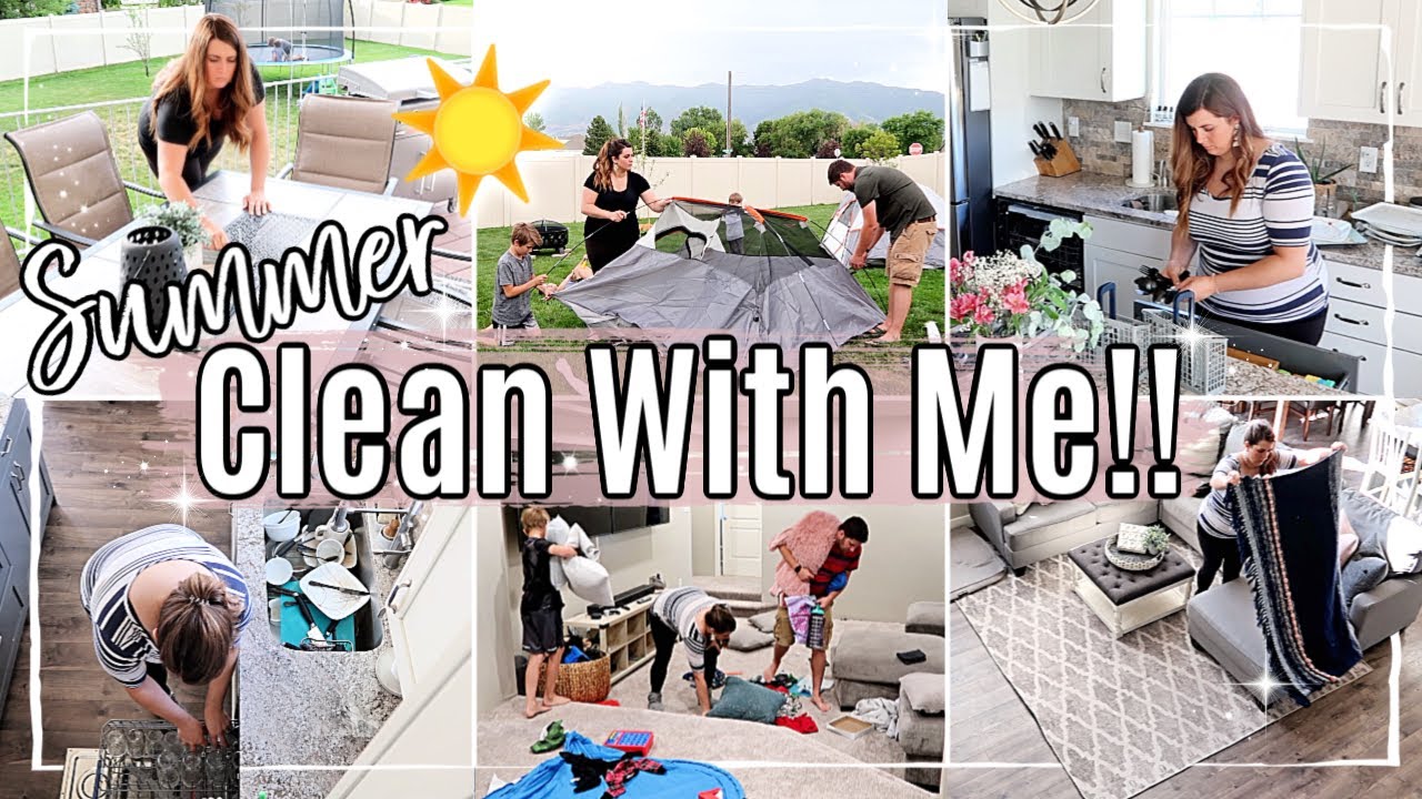 ☀️ SUMMER CLEAN WITH ME 2020 :: FAMILY SPEED CLEANING MOTIVATION & HOMEMAKING + AT HOME CAMPING VLOG