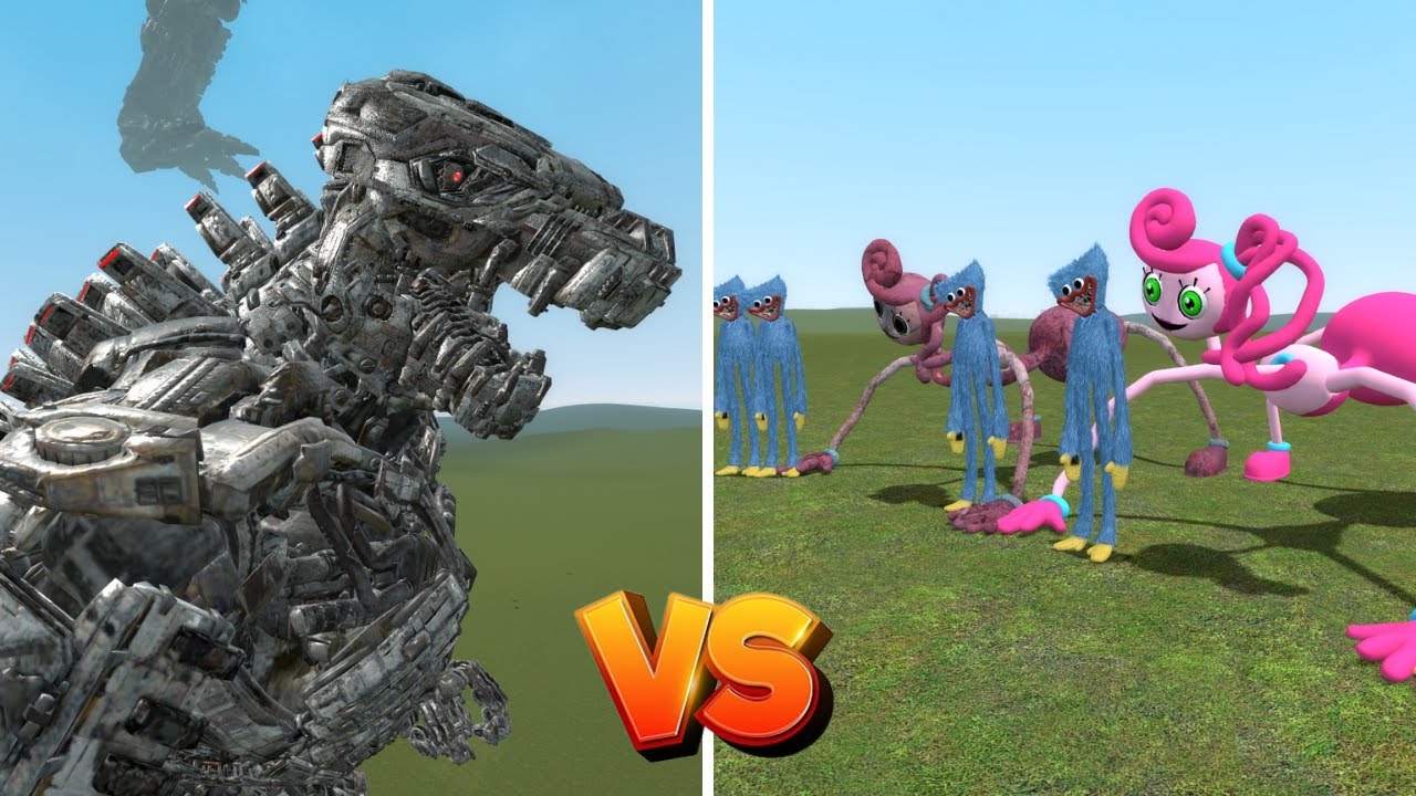 GODZILLA FIGHT - MECHA GODZILLA VS POPPY PLAYTIME FAMILLY - In Garry's Mod