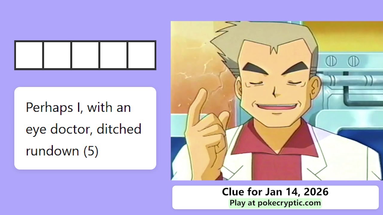 PokeCryptic Clue 14: Perhaps I, with an eye doctor, ditched rundown (5)