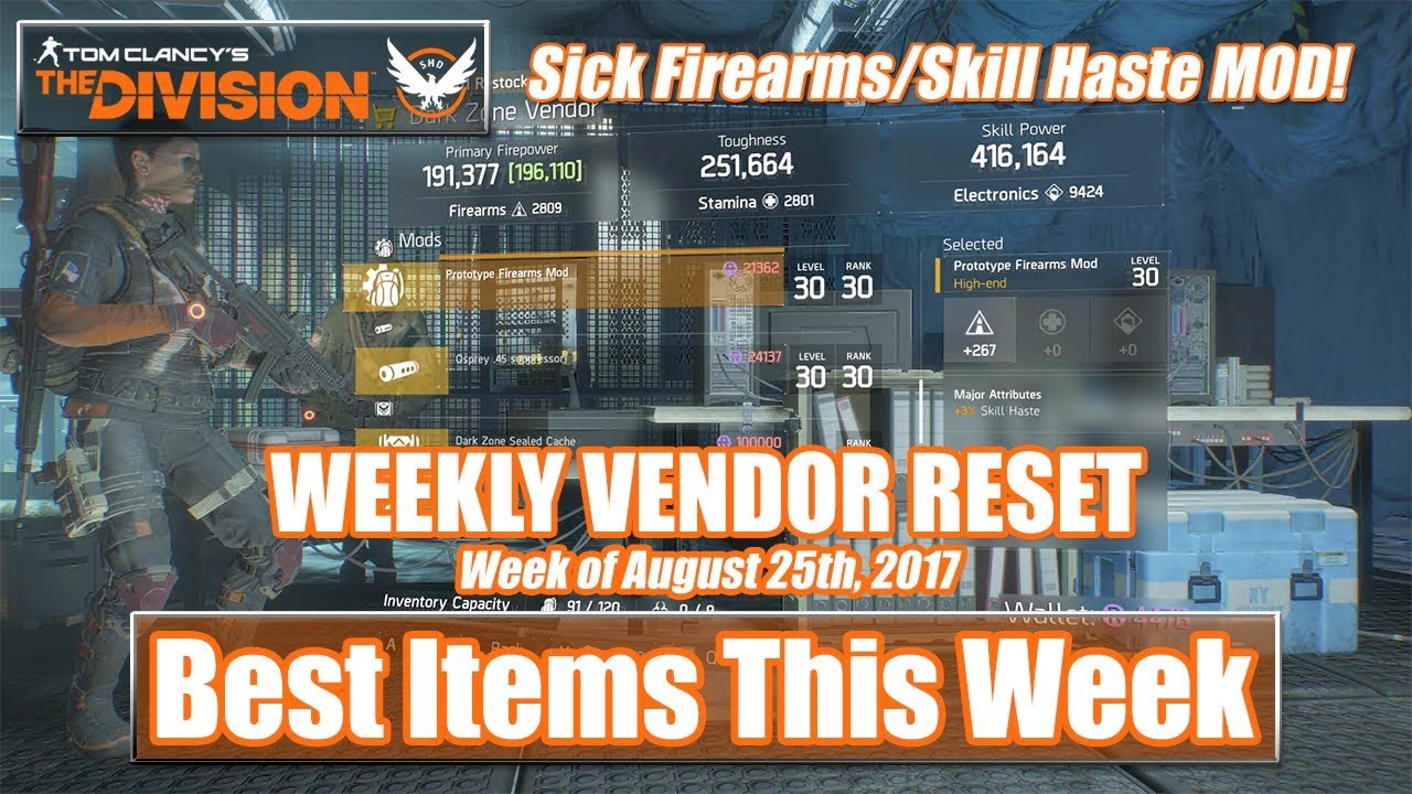 The Division Weekly Vendor Reset (August 25th, 2017) - Best Items This Week