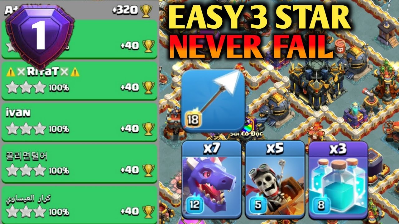 +320 Best TH17 Dragon attack / th17 legend league attack strategy (clash of clans)