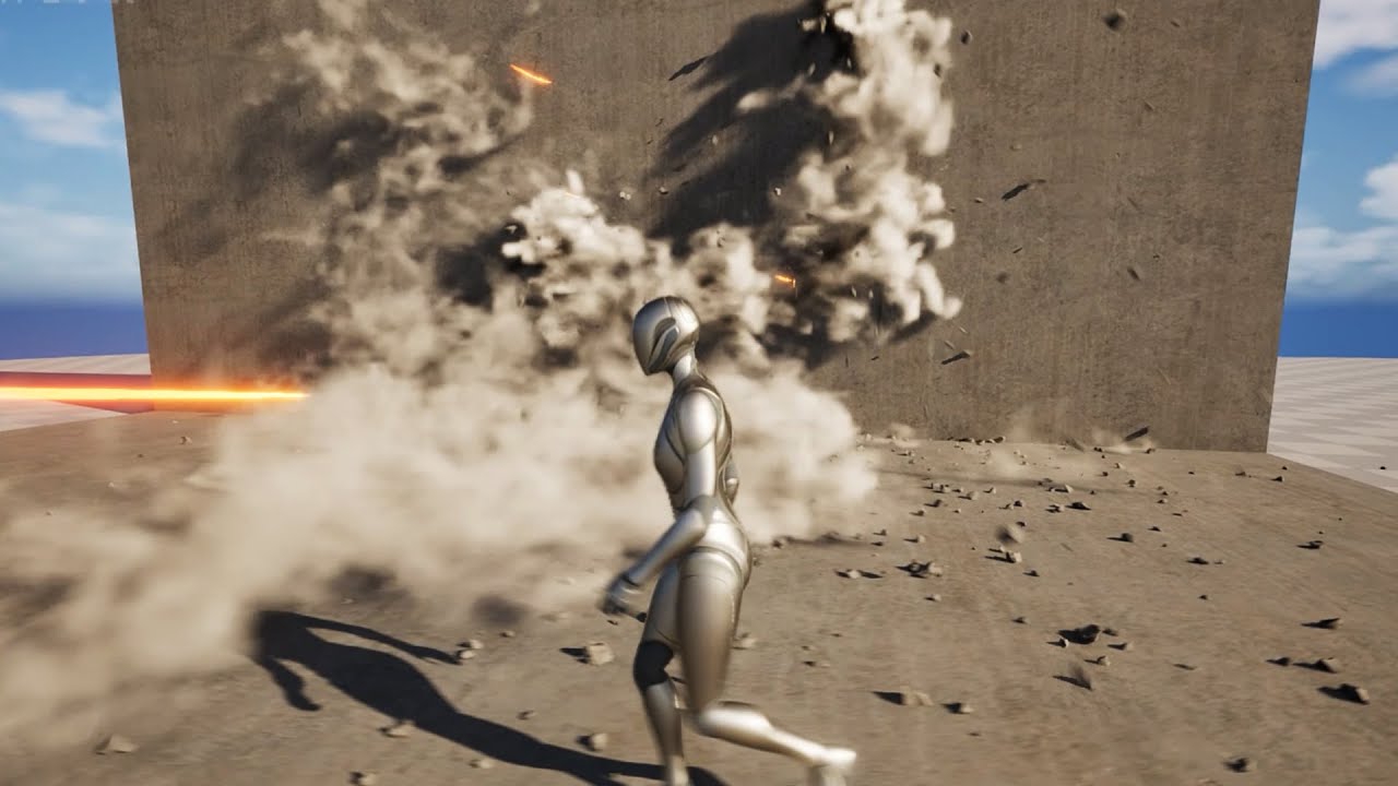 Unreal Engine Bullet Hits VFX System with Niagara Particles & Fluids in Real-Time 