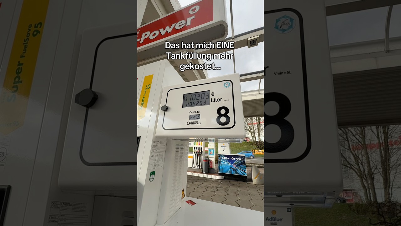 Eine Tankf&uuml;llung 30 Tage sp&auml;ter&hellip; 😳 #tanken #spritpreise #vpower #shell #auto