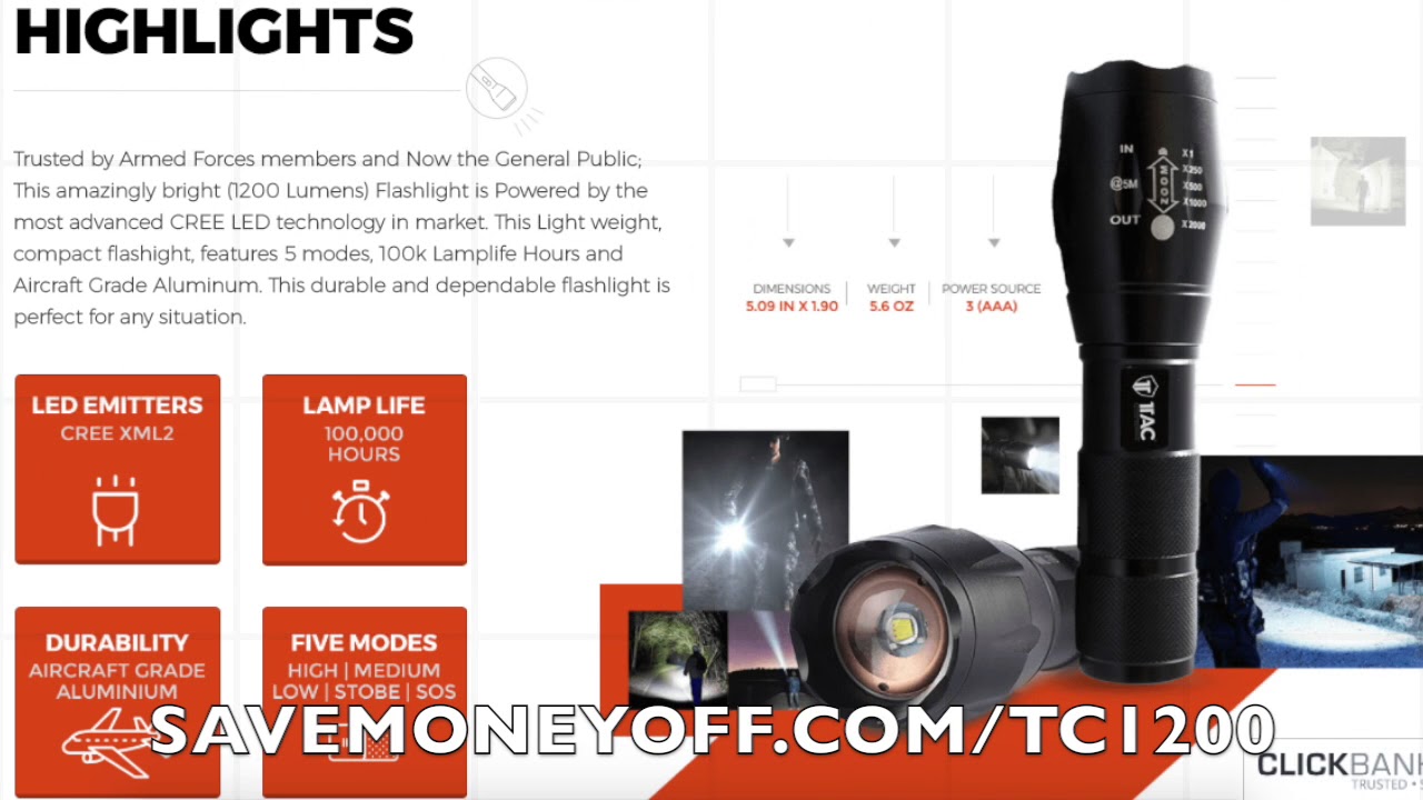 TC1200 Tactical Flashlight Review 1tac.com