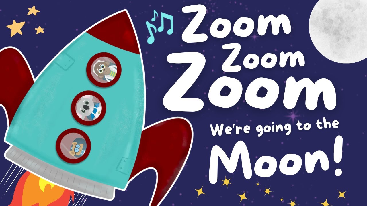 Zoom Zoom Zoom, We're Going to the Moon! Space Song for Kids | Fun Rocket Ship Countdown!