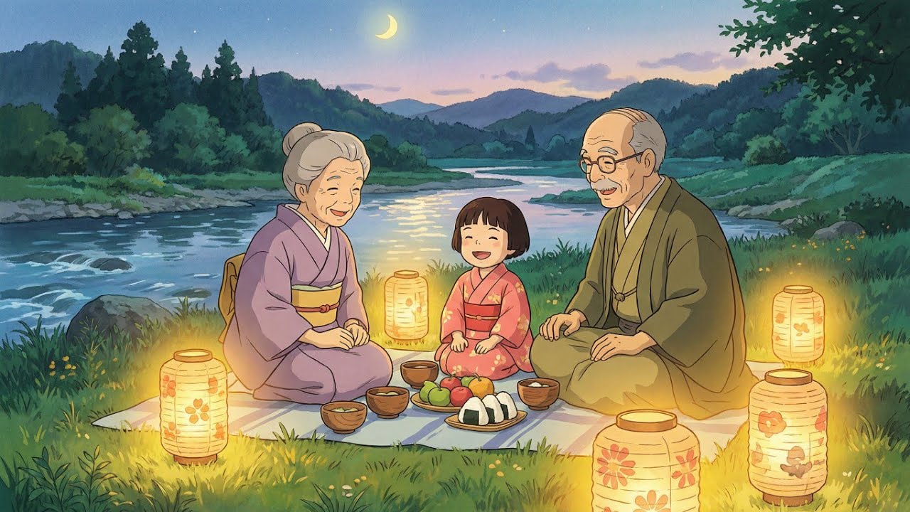 Nostalgia of a Quiet Riverside Lantern Festival Night ✨ | ghibli style video 