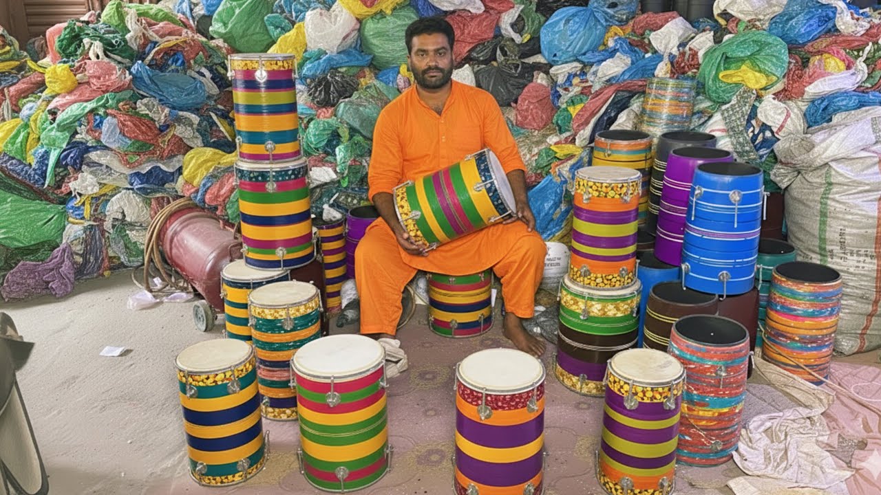 Inside Factory Plastic Recycling Process Into Traditional Musical Plastic Dholak