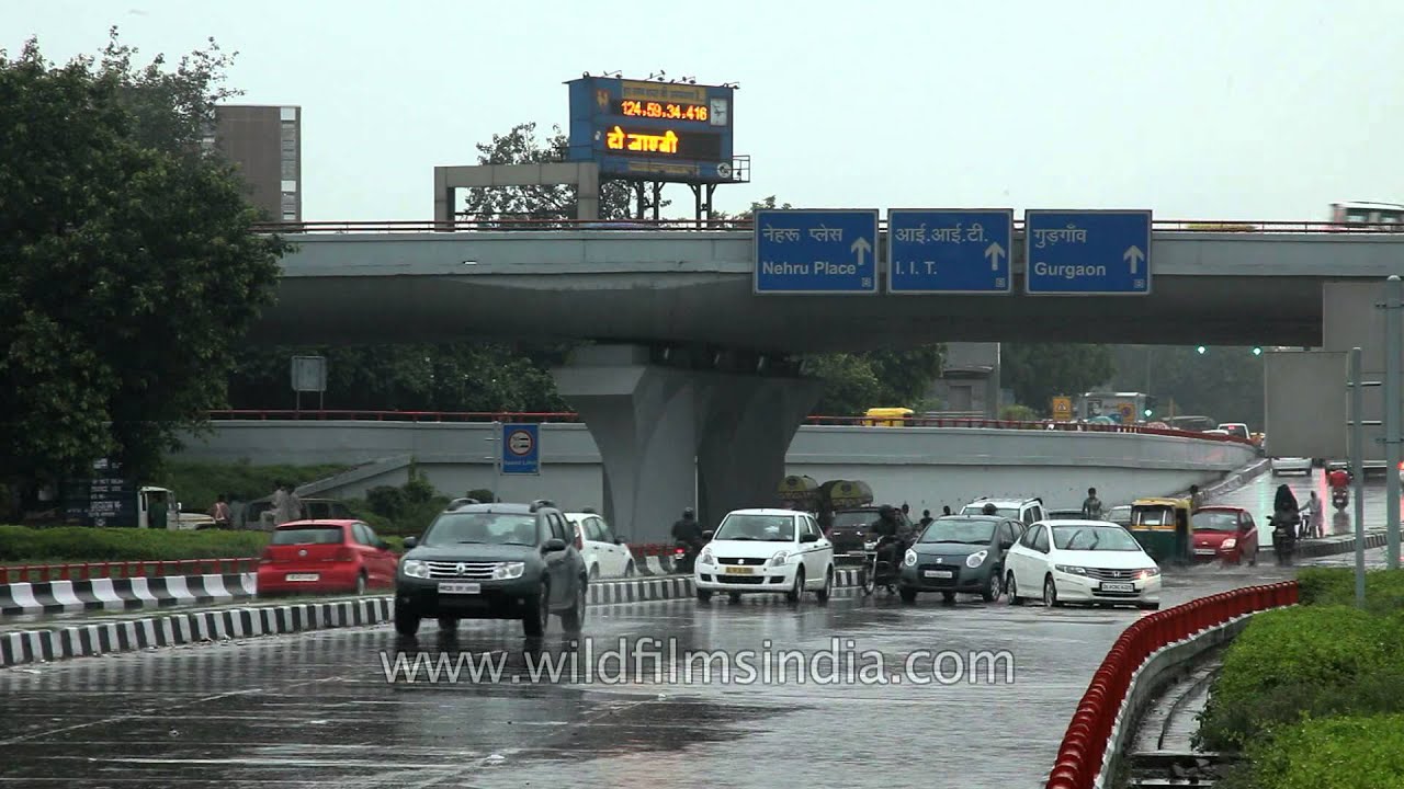 Aiims flyover on a monsoon evening