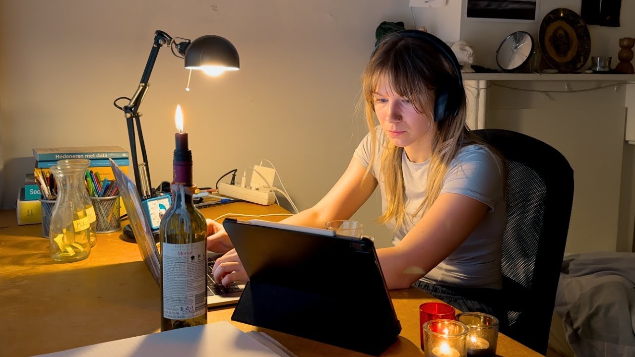 romanticizing my 6am productive study day🕯️🎧 lots of work, gym, calm vlog