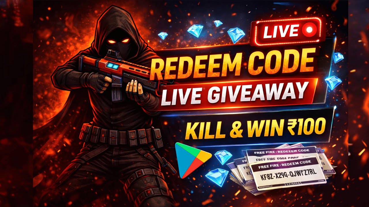 🎁 LIVE REDEEM CODE GIVEAWAY | FREE FIRE MAX | PLAY & WIN ₹100 | INDIA