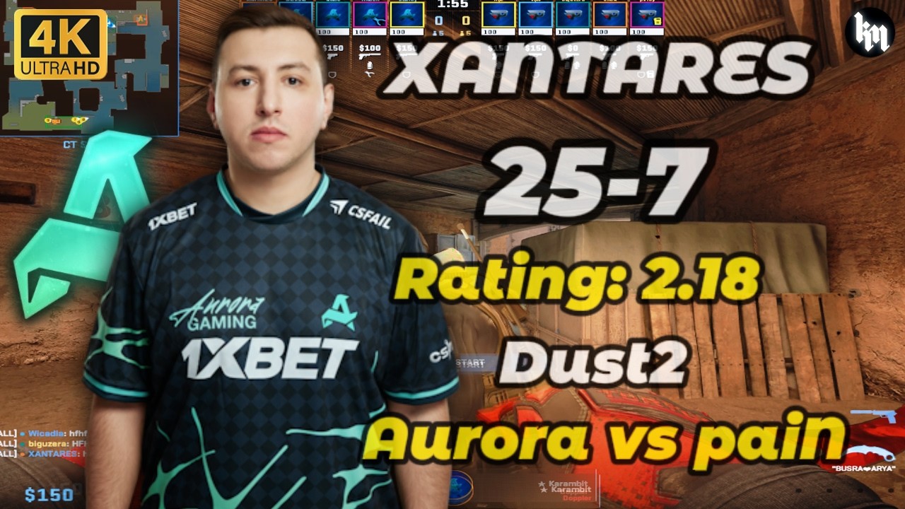XANTARES (25-7) AURORA vs paiN (Dust2) | PGL Cluj-Napoca 2026 #cs2 #xantares #pov