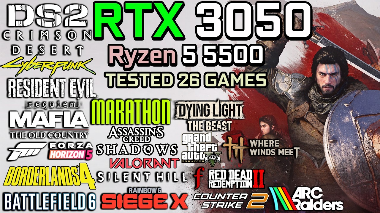 RTX 3050 + Ryzen 5 5500 : Test in 26 Games - Gaming Test in 2026
