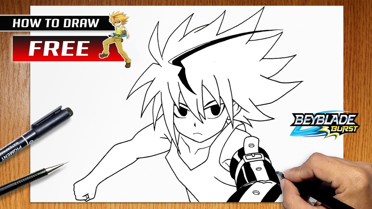How to draw Free De La Hoya from Beyblade Burst