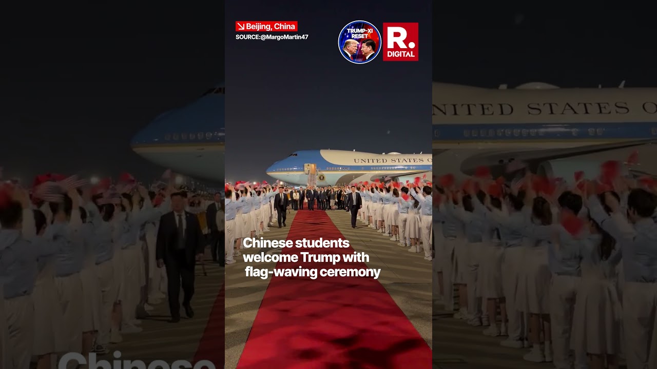 Chinese Students Welcome Trump with Flag Waving Ceremony in Beijing