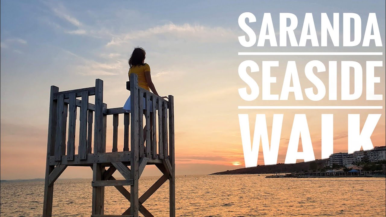 Albania, Saranda: seaside walk (4K)