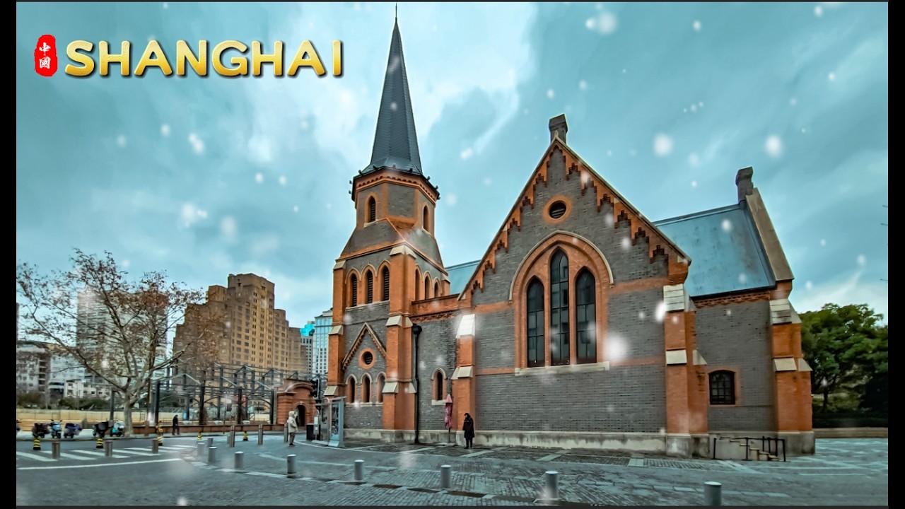 冬の雪降り後の上海散策 | 4K HDR | 魔法のような都市散策