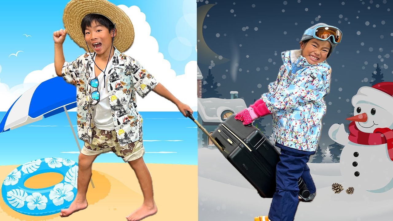 【あつい VS さむい】旅行に行くならどっち？　Kaede and Ahtan Family trip to Okinawa | Hot vs Cold Challenge　かえであーたん