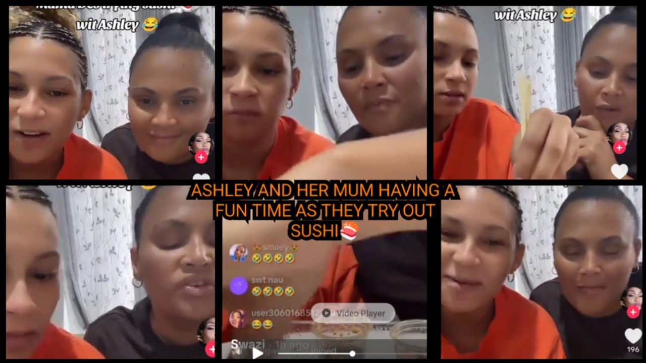 ASHLEY AND HER MUM HAVING A FUN TIME AS THEY TRY OUT SUSHI