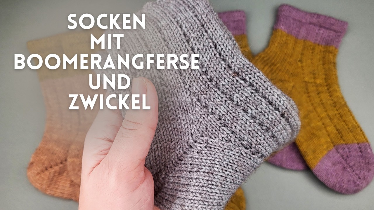 Socken mit Boomerangferse und Zwickel für 48 / 52 / 56 / 60 Maschen