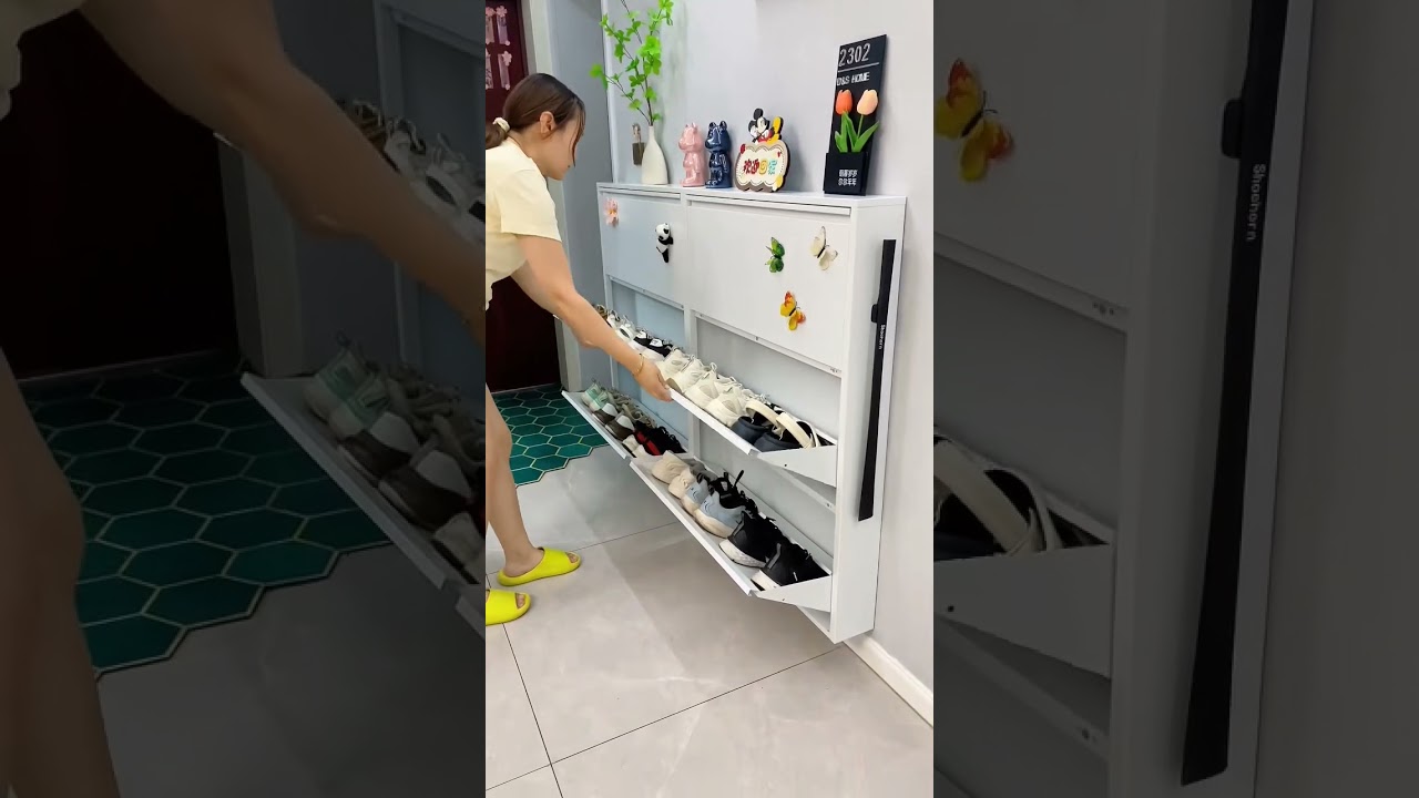 ​Space-Saving Slim Shoe Cabinet​Flip-Down Shoe Storage Cabinet#lifeisbutadream #shortvideo