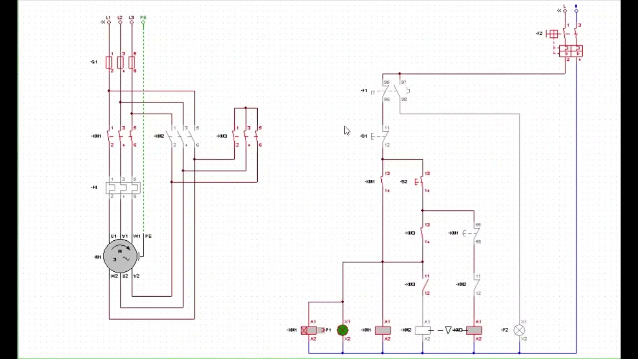 Circuito de arranque estrella-triángulo en CadeSimu