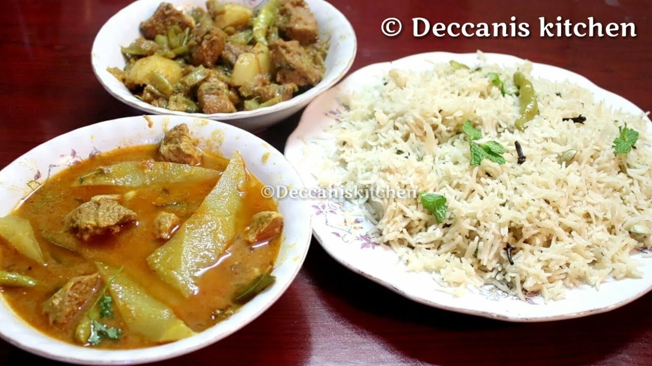 Hyderabadi Special  Kaddu ka Dalcha baghara khana and gavar ki phalli ka sukha salan Recipe
